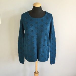 NWT Teal Metallic Polka Dot Sweater